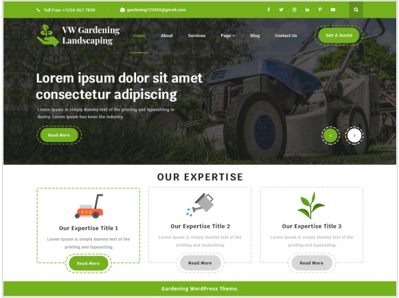 VW Gardening Landscaping - WordPress theme