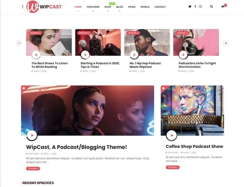 WipCast - A Podcast / Blogging WordPress Theme 