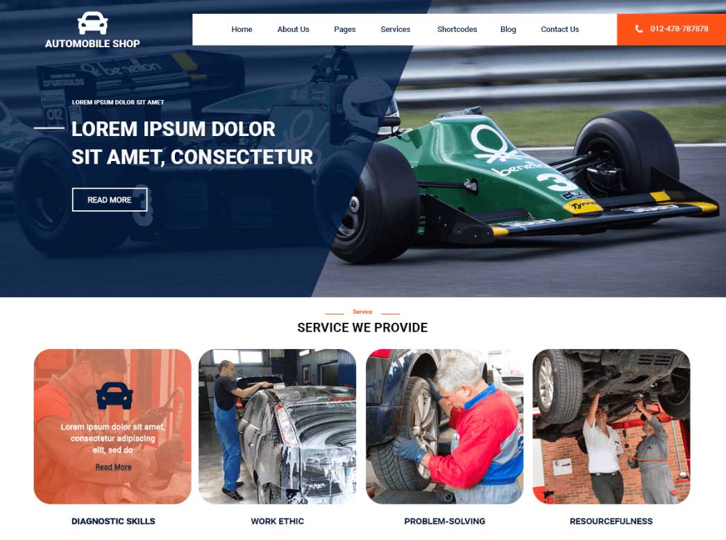 Automobile Shop (Autoshop WordPress Theme)