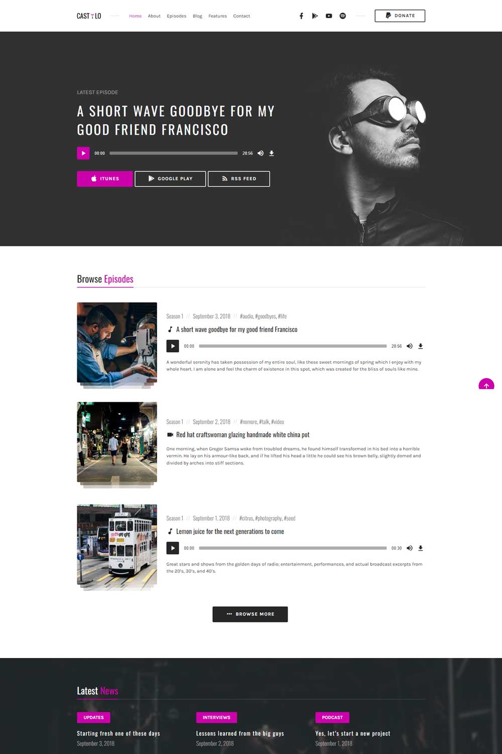 Castilo - Audio Podcast WordPress Theme Castilo - Audio Podcast WordPress Theme 