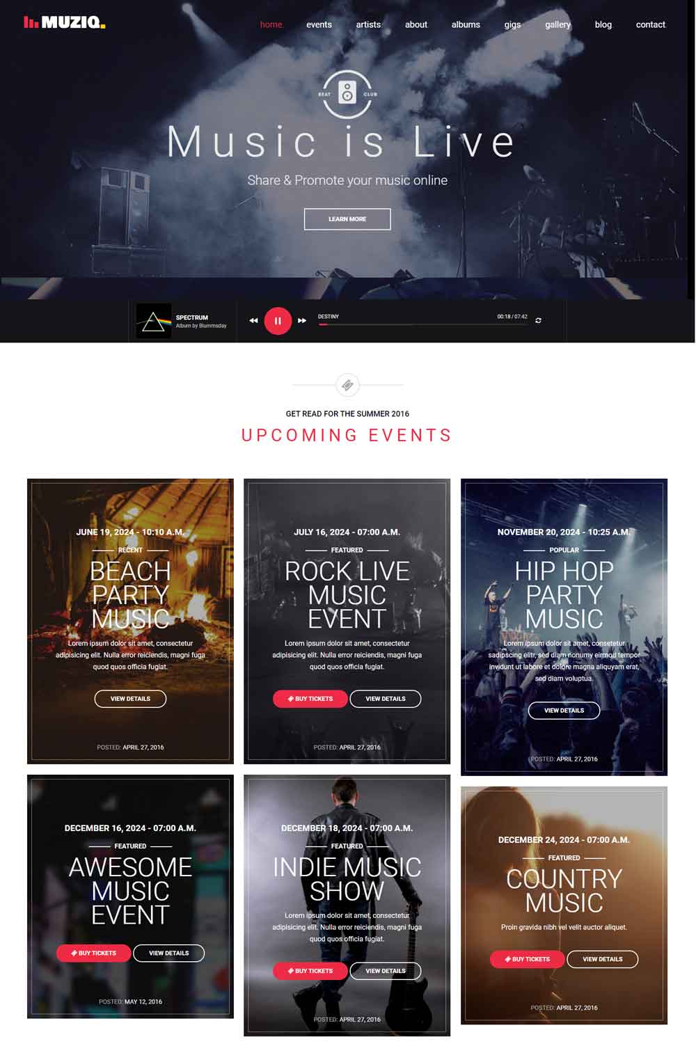 Muziq - Music Band & Musician WordPress Theme
