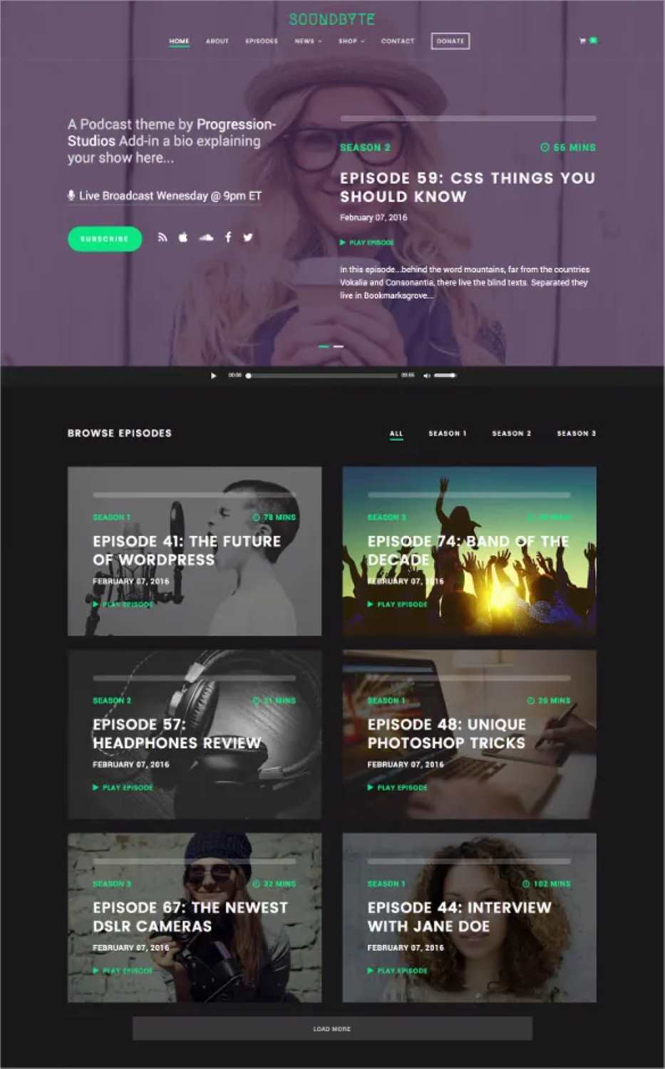 Soundbyte - Podcast/Audio WordPress Theme 