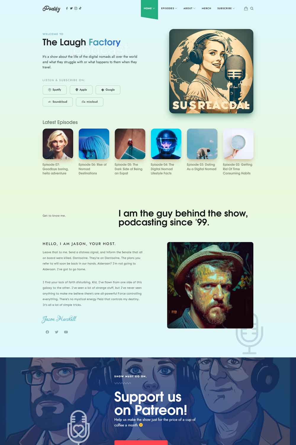 WordPress theme designed for podcasters