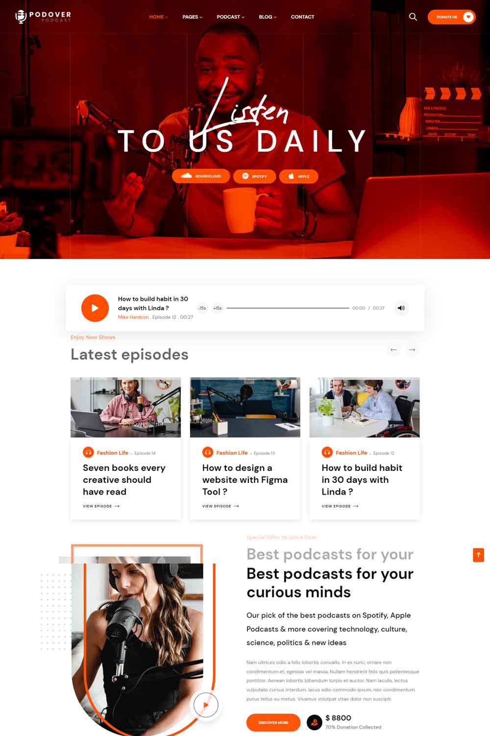 Podover - Podcast WordPress Theme 