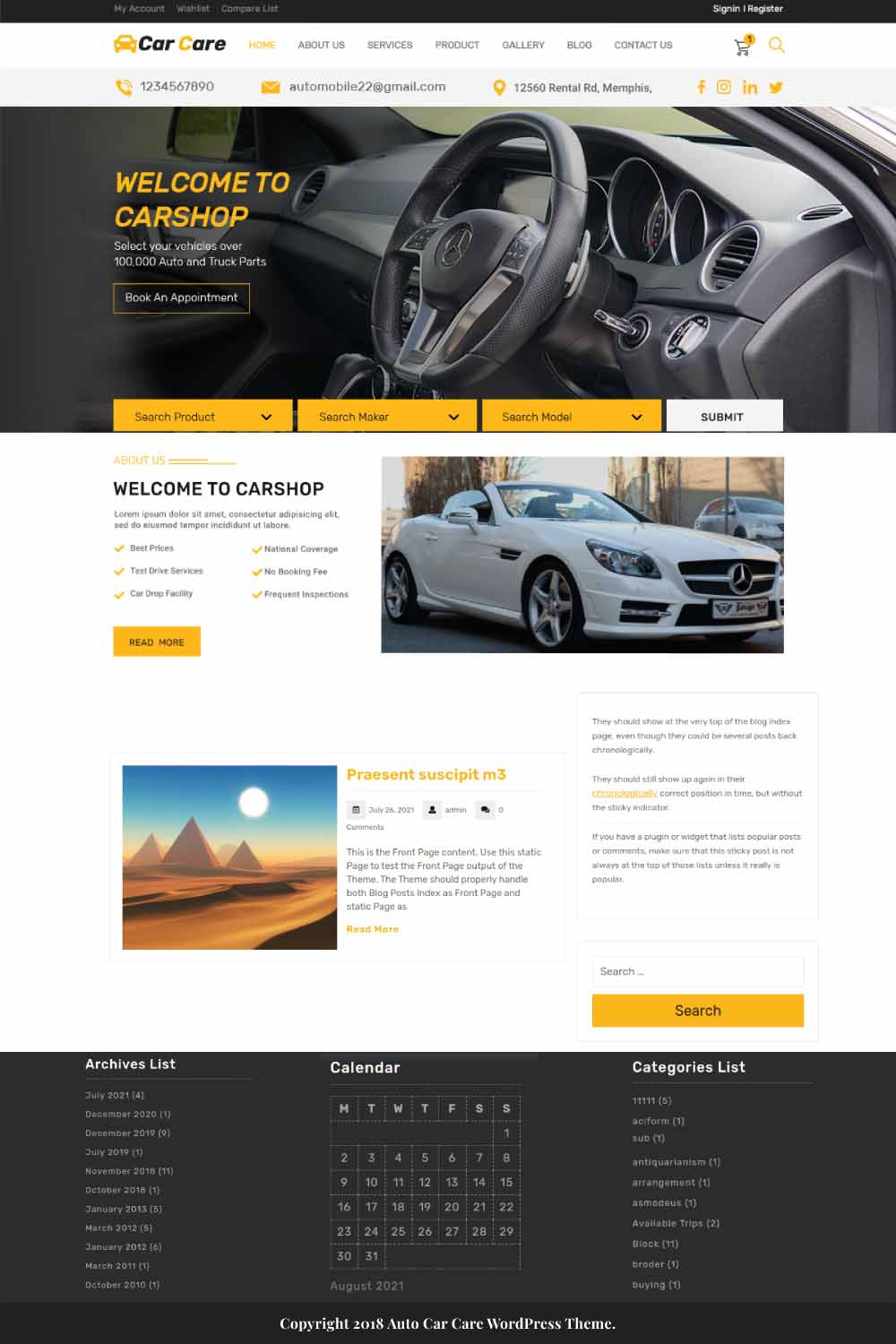 Free Auto Service WordPress Themes