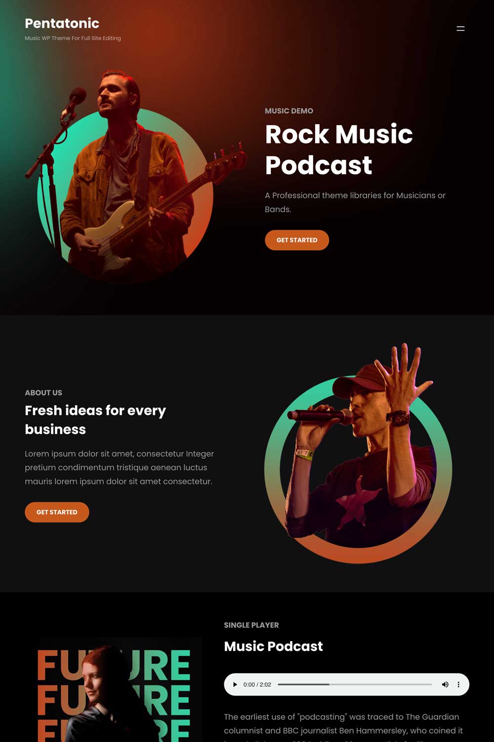 entatonic free music WordPress block theme