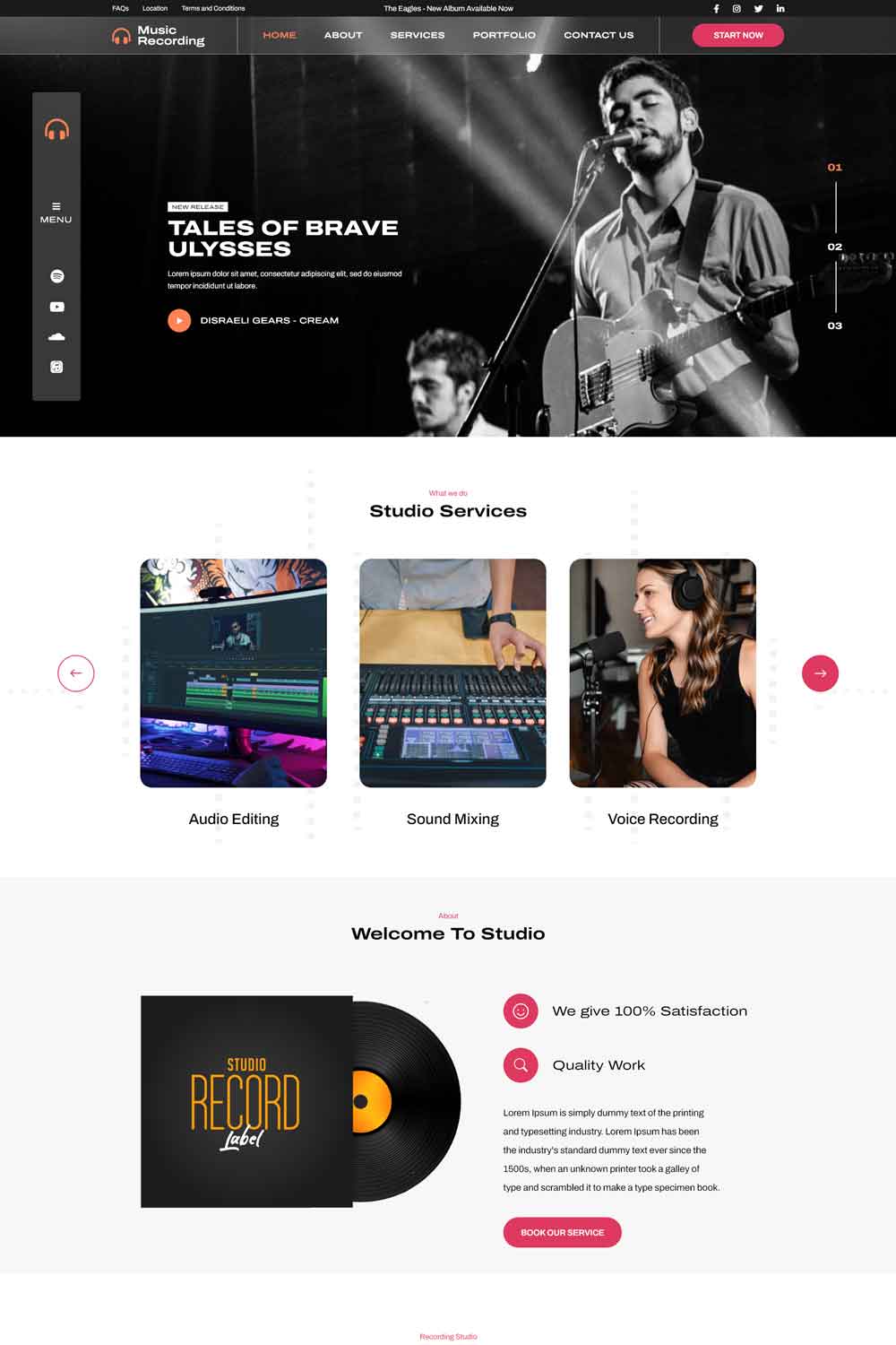 Musician Band Artist WordPress theme with multiple features.