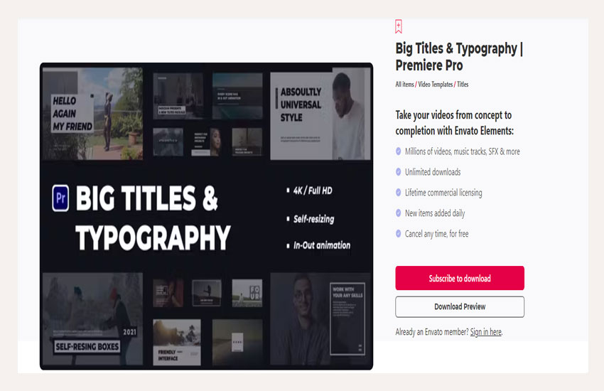Big Titles & Typography Premiere Pro 