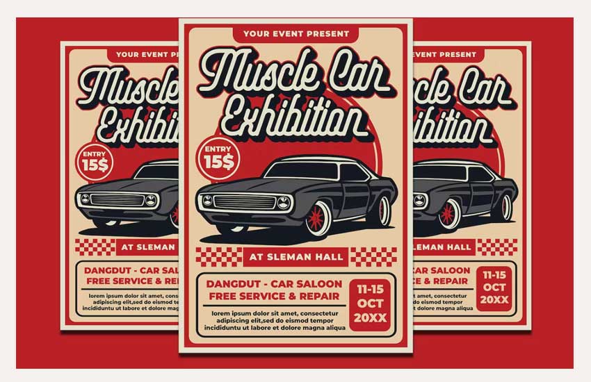 Muscle Car Exhibition Flyer Template 