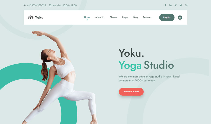 Choose from hundreds of yoga classes WordPress Website Builder