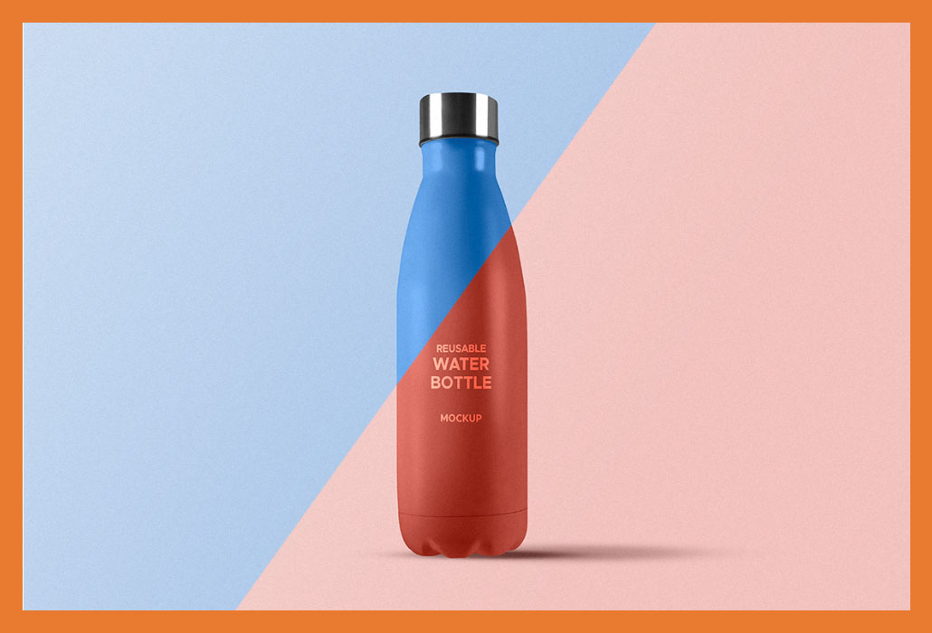 Reusable Water Bottle Mockup in PSD format 