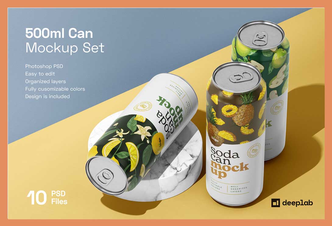 Free 500ML Soda Can Mockup Set
