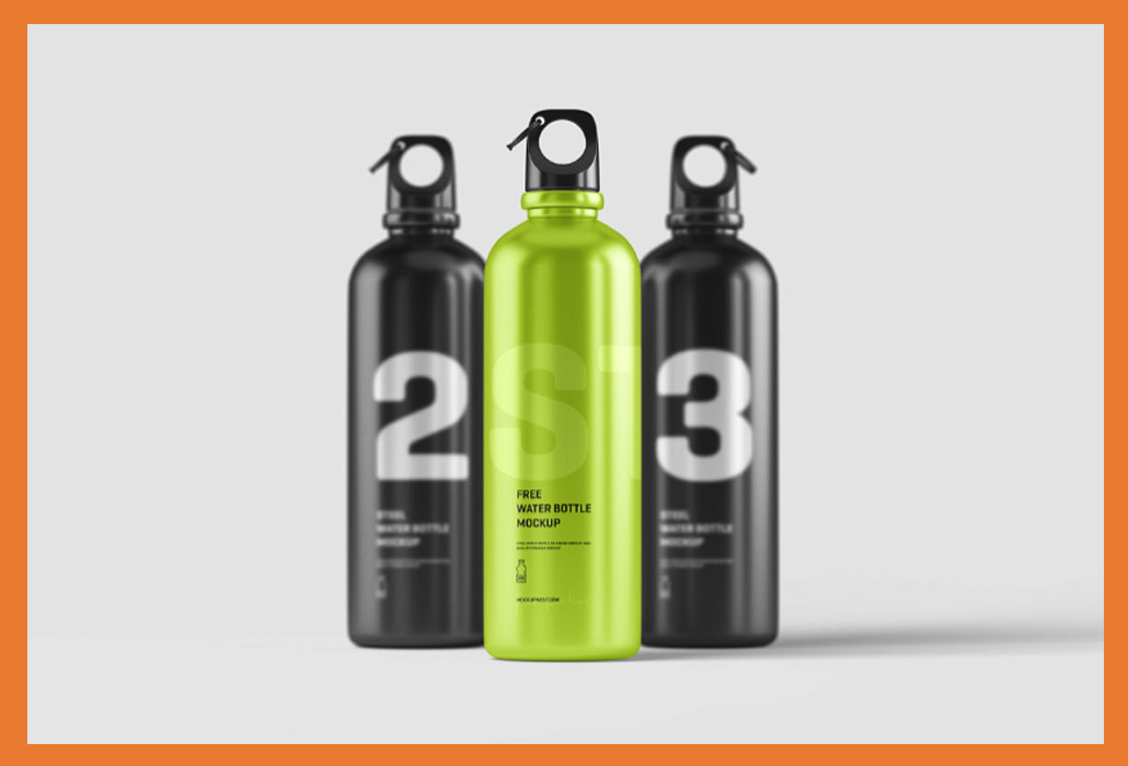 Free Aluminium Water Bottle Mockup