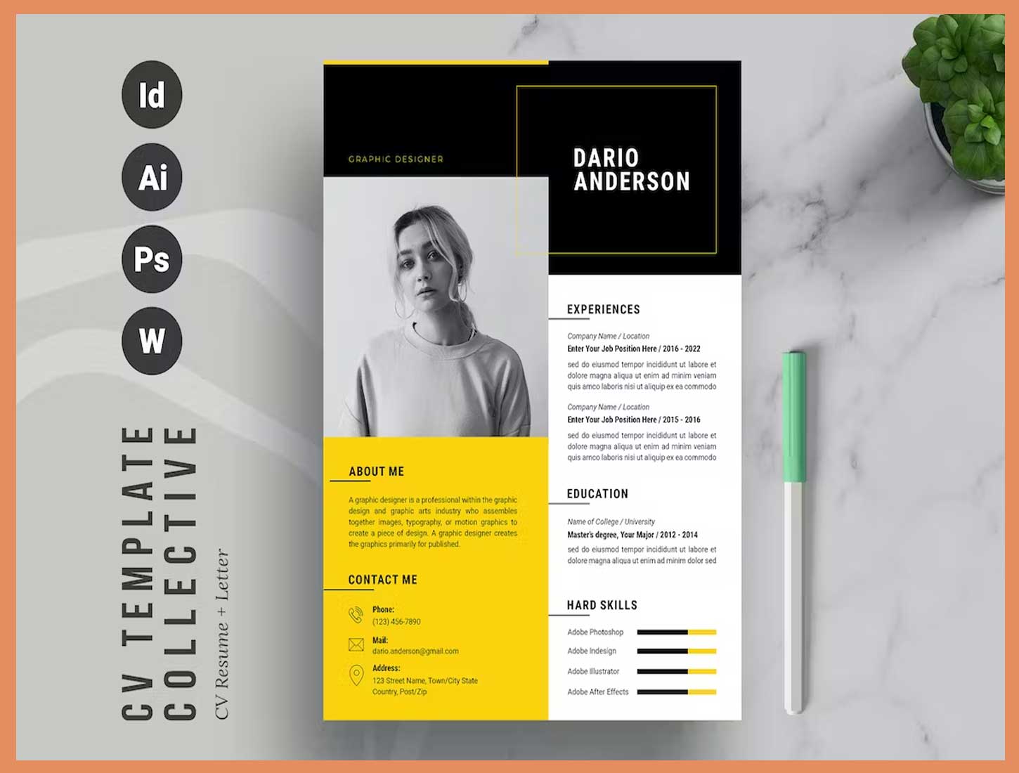 Clean and Modern Resume Template Word by Envato Elements