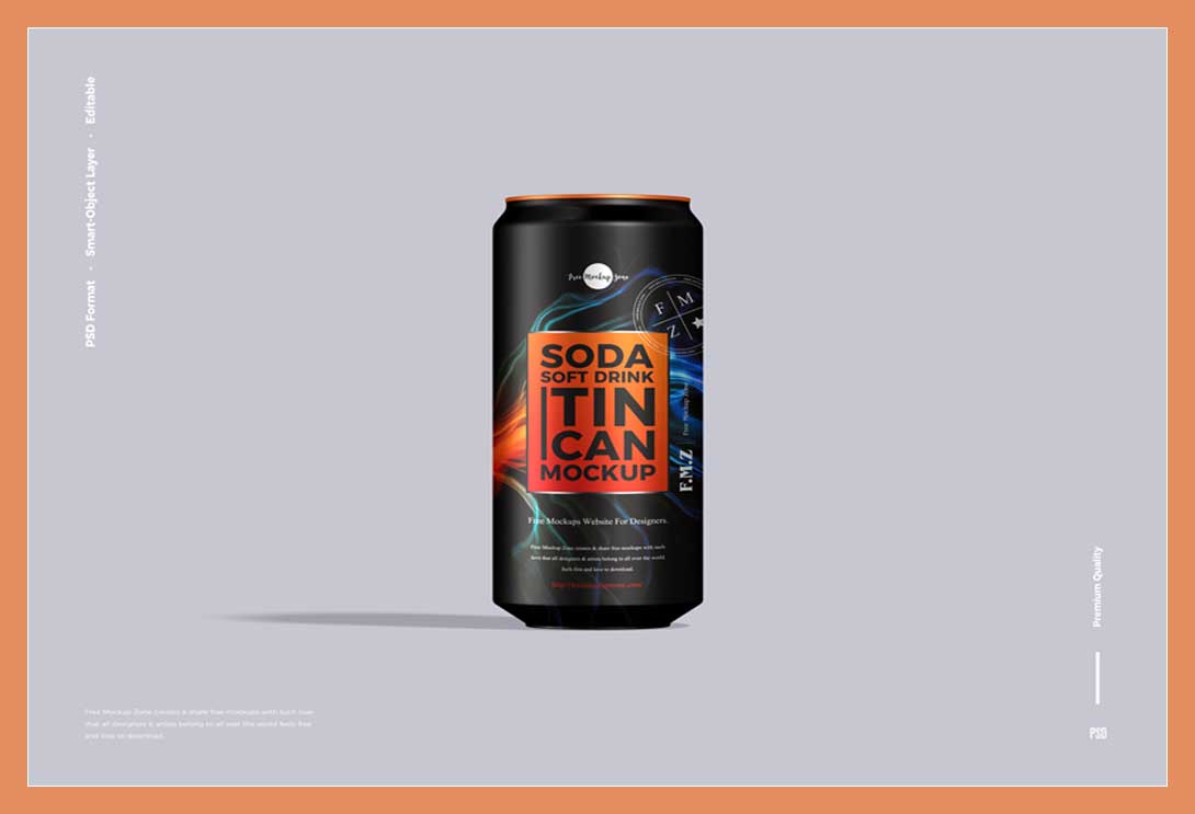 Free Soda Soft Drink Tin Can Mockup
