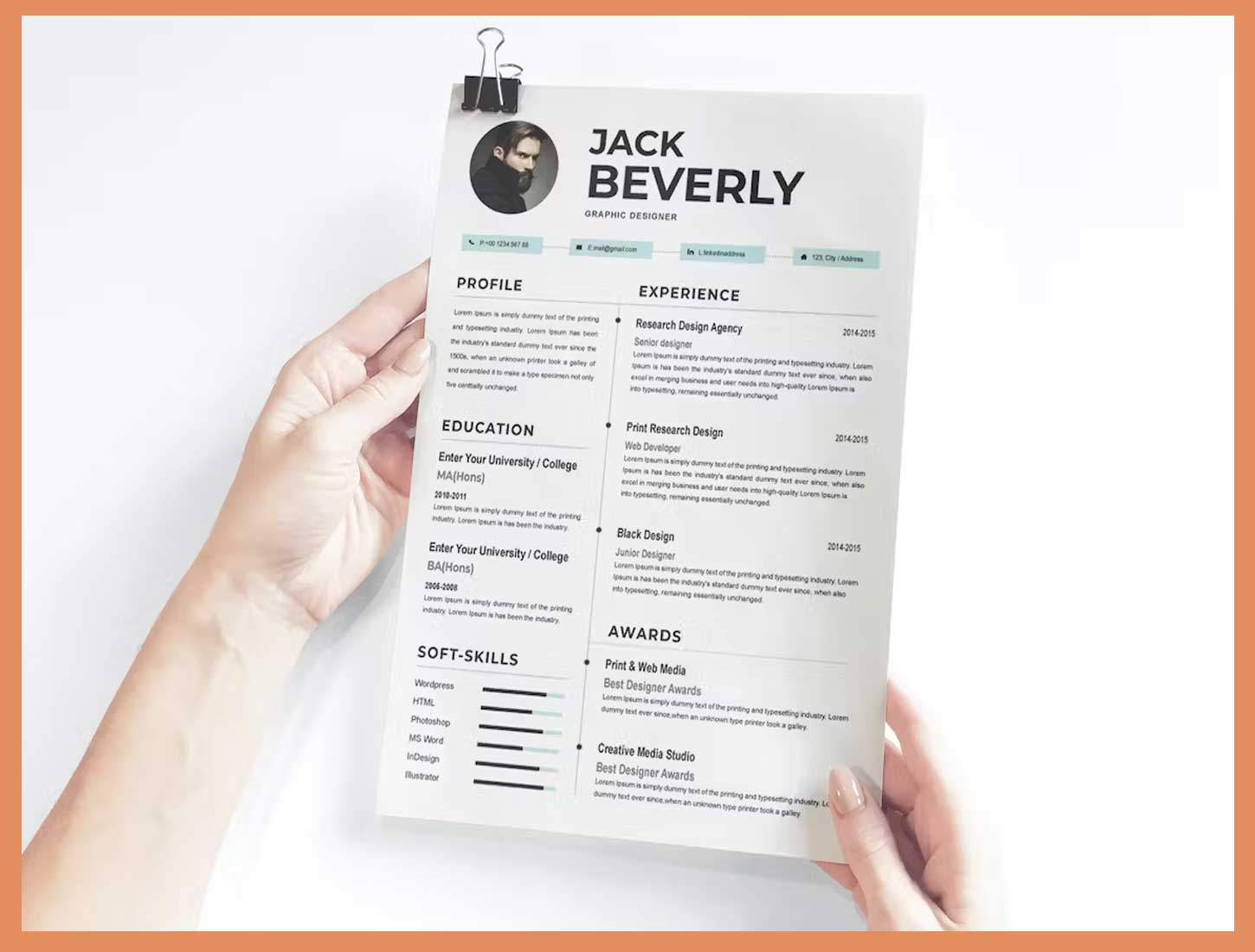 2 Pages Resume Template in Word by Envato Elements