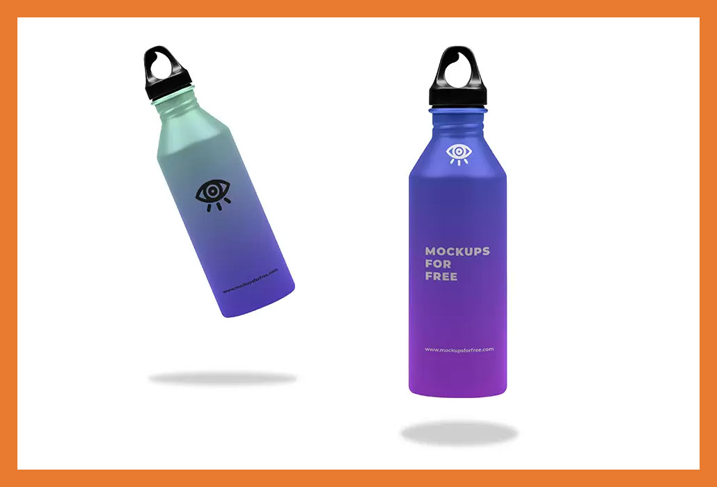 Metallic Water Bottle Mockup