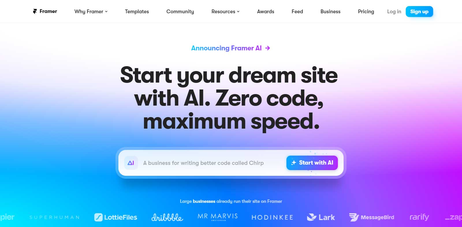 Framer AI. For Zero Code Websites 