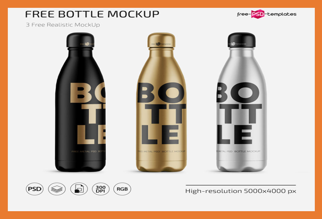 Free Bottle Mockup in PSD