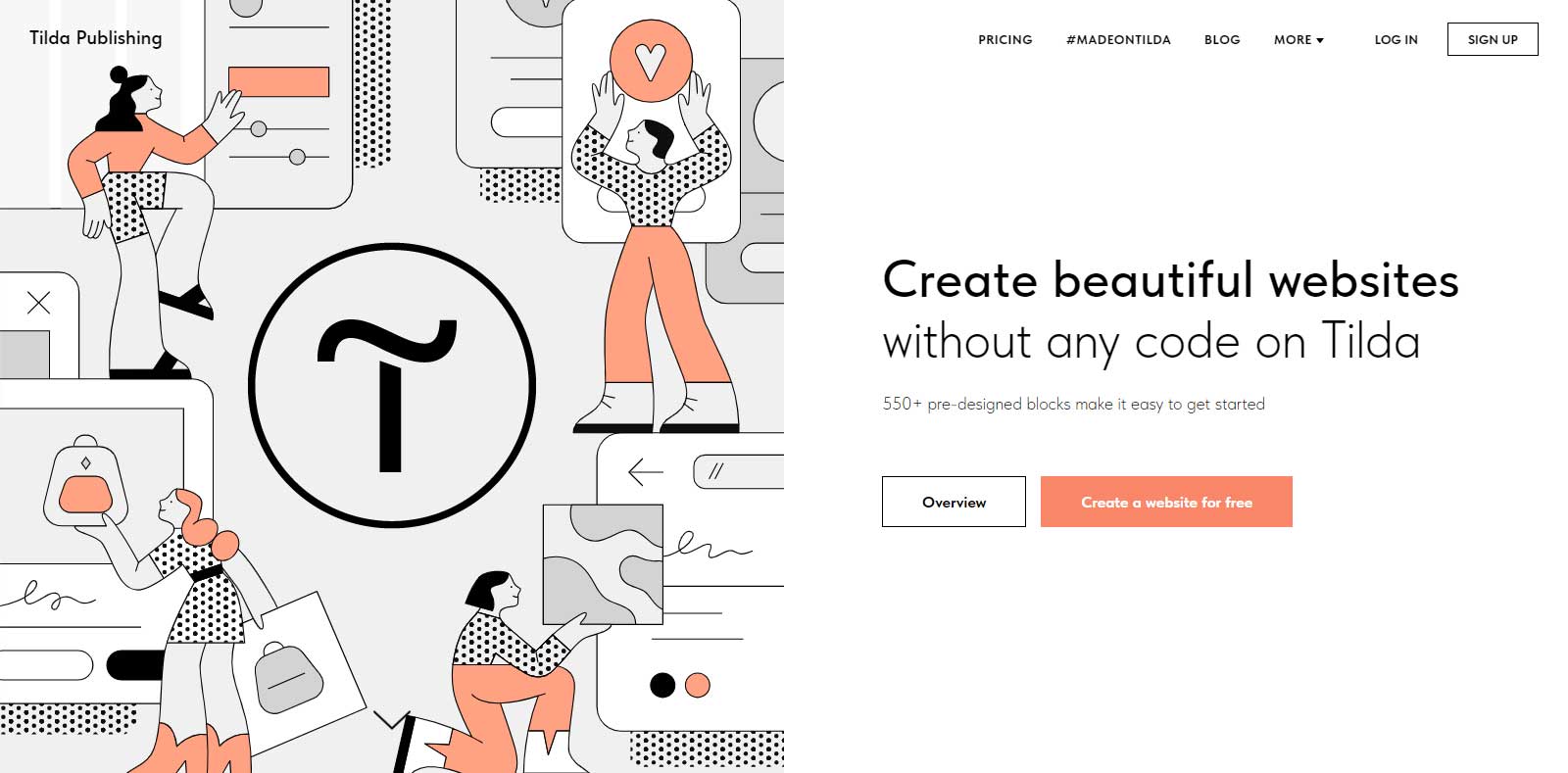 Tilda is a popular user friendly no-code website builder 