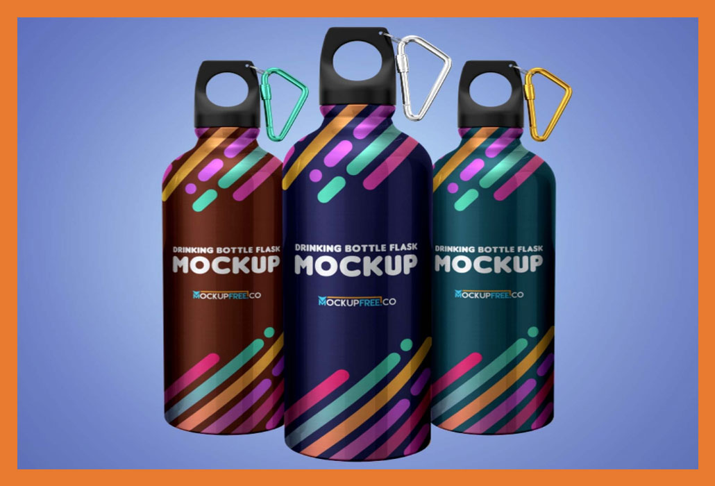 Free Flask Water Bottle Mockup (PSD)