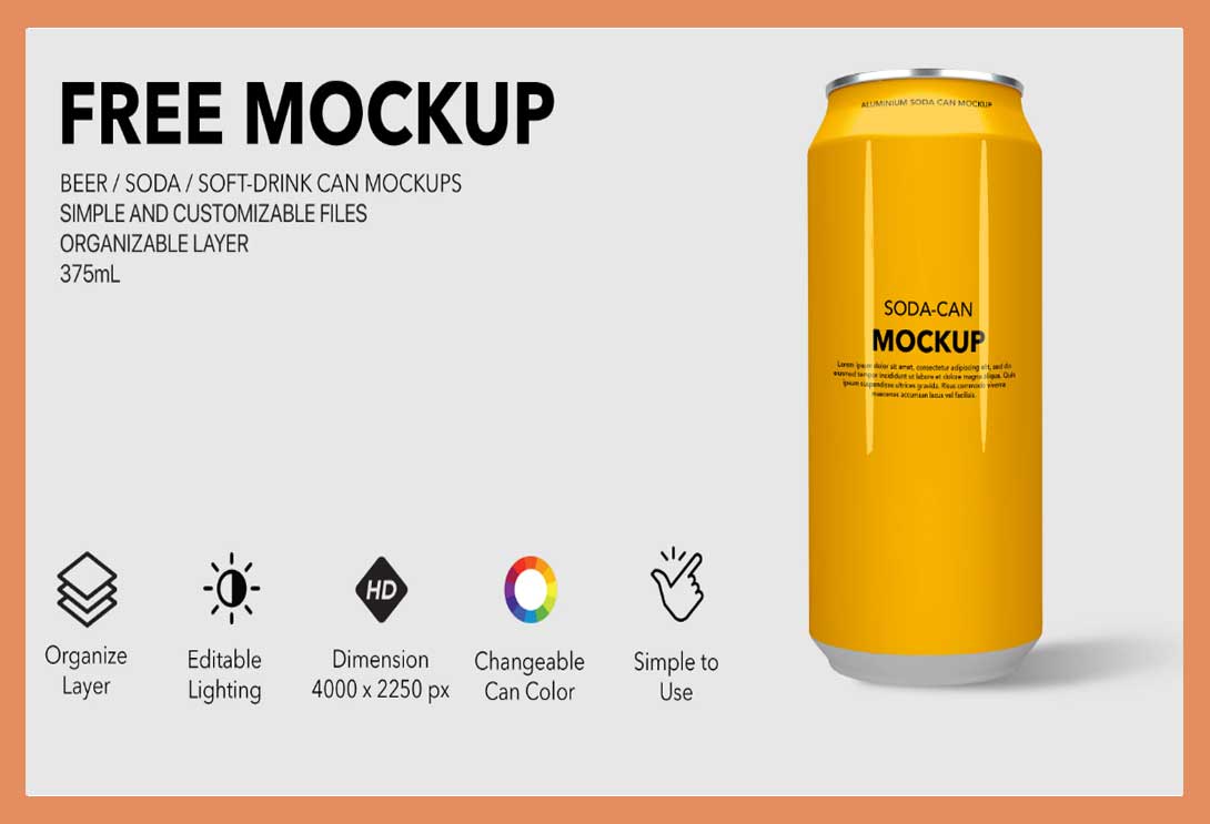 FREE Beer and Soda Can Mockup
