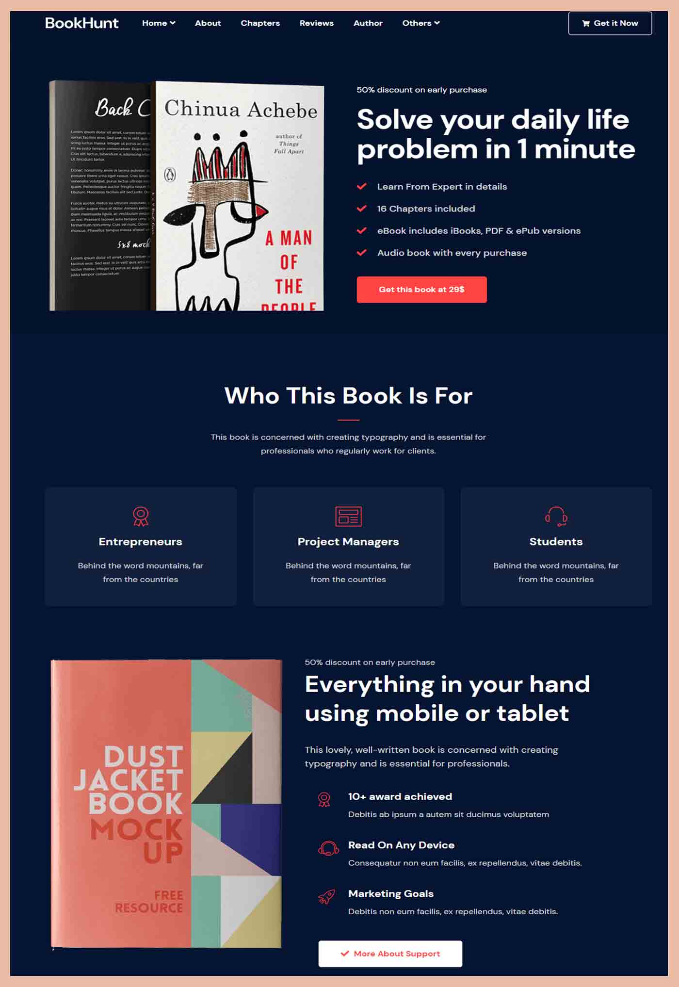 Bookhunt is a Book Landing Template With RTL Version
