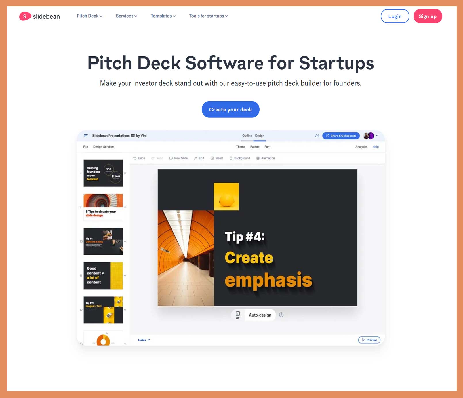 Slidebean Pitch Deck Software for Startups