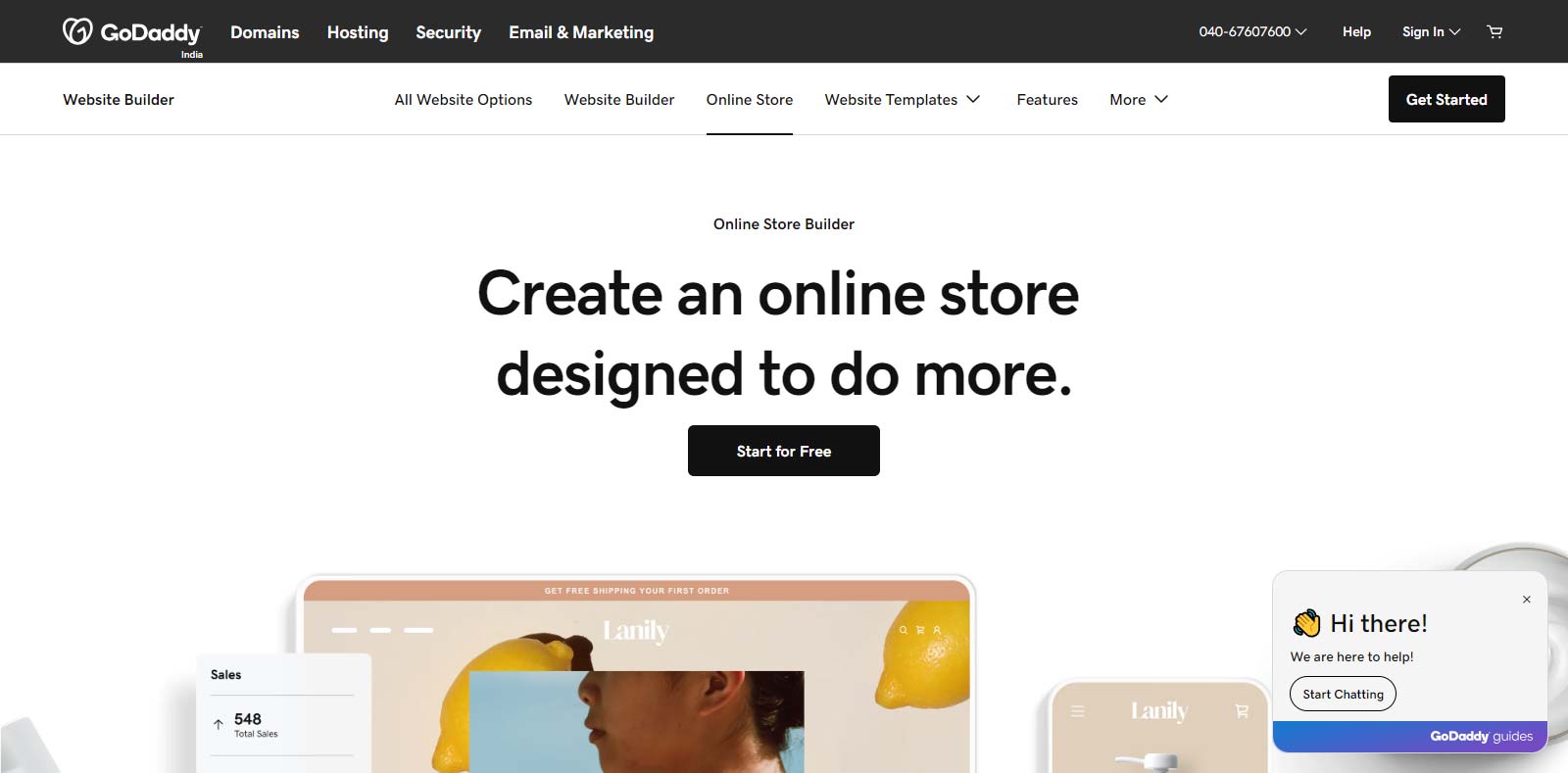 GoDaddy online store builder