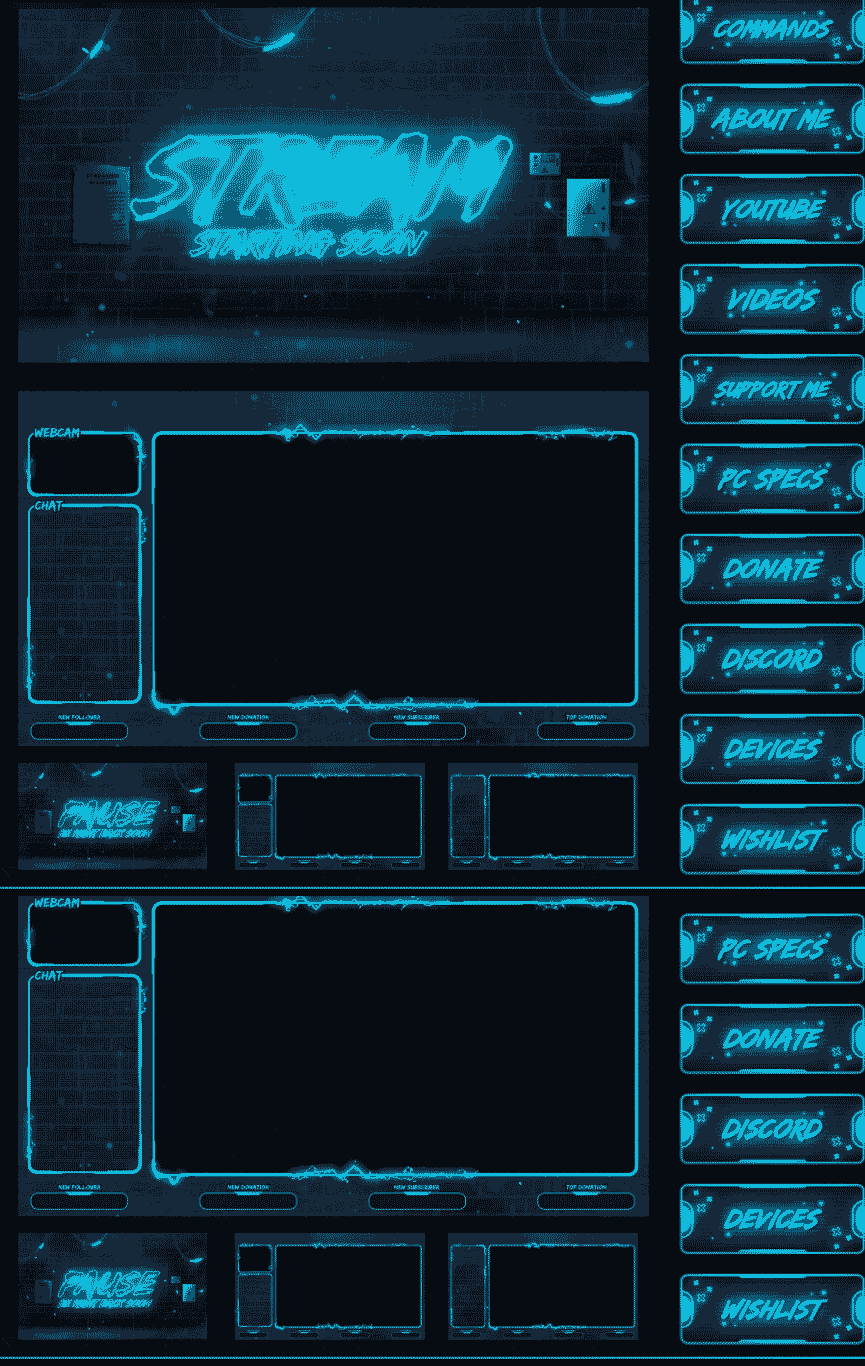 FREE-NEON-STREAM-OVERLAY-FOR-TWITCH--template-on-Behance