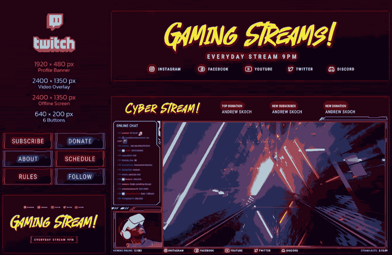 Gaming Stream Twitch Templates
