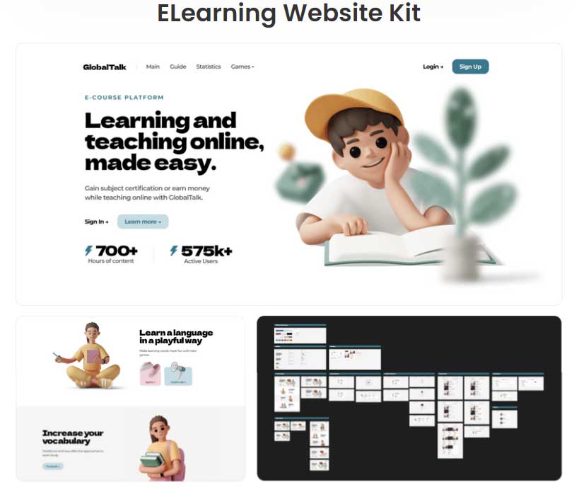 Distance Learning - E-learning Free Figma Website Templates