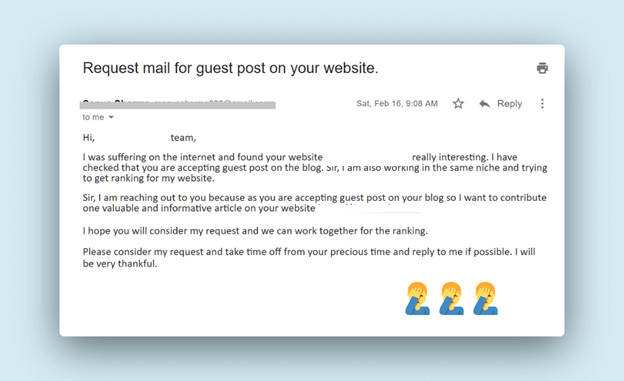 E-Mail For guest blogging for link building