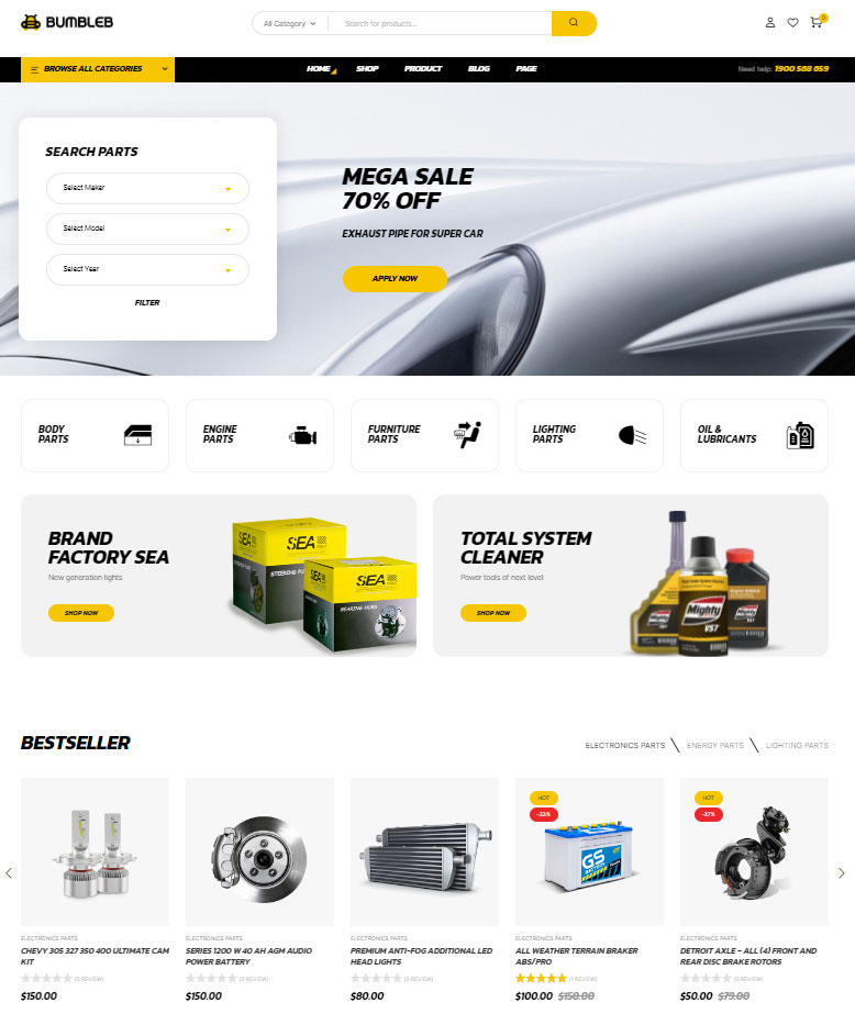 Bumbleb – Auto Parts WooCommerce Theme