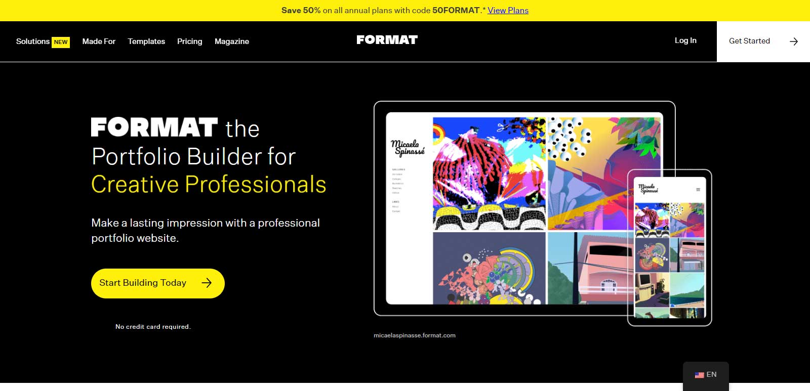 Create your own professional portfolio website - Format 