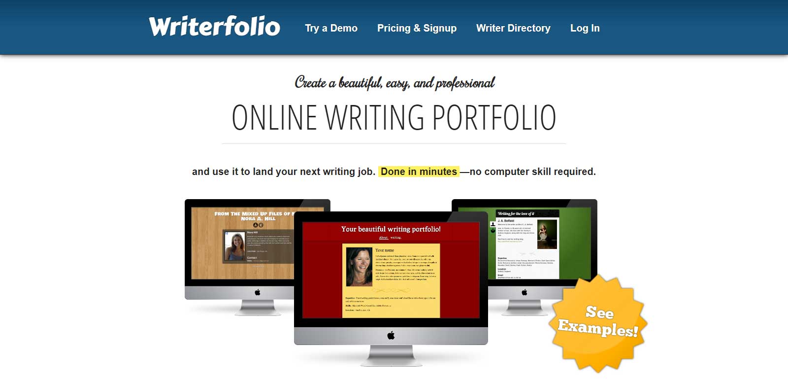 Easy, professional online writing portfolios