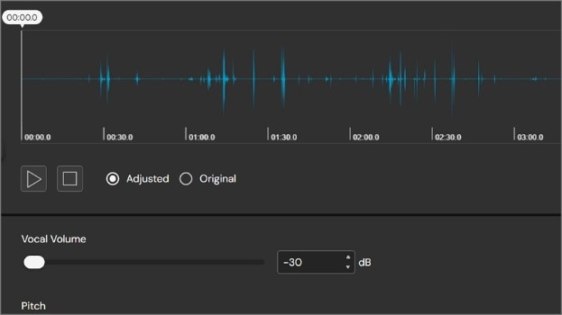 vocal volume slider on myedit